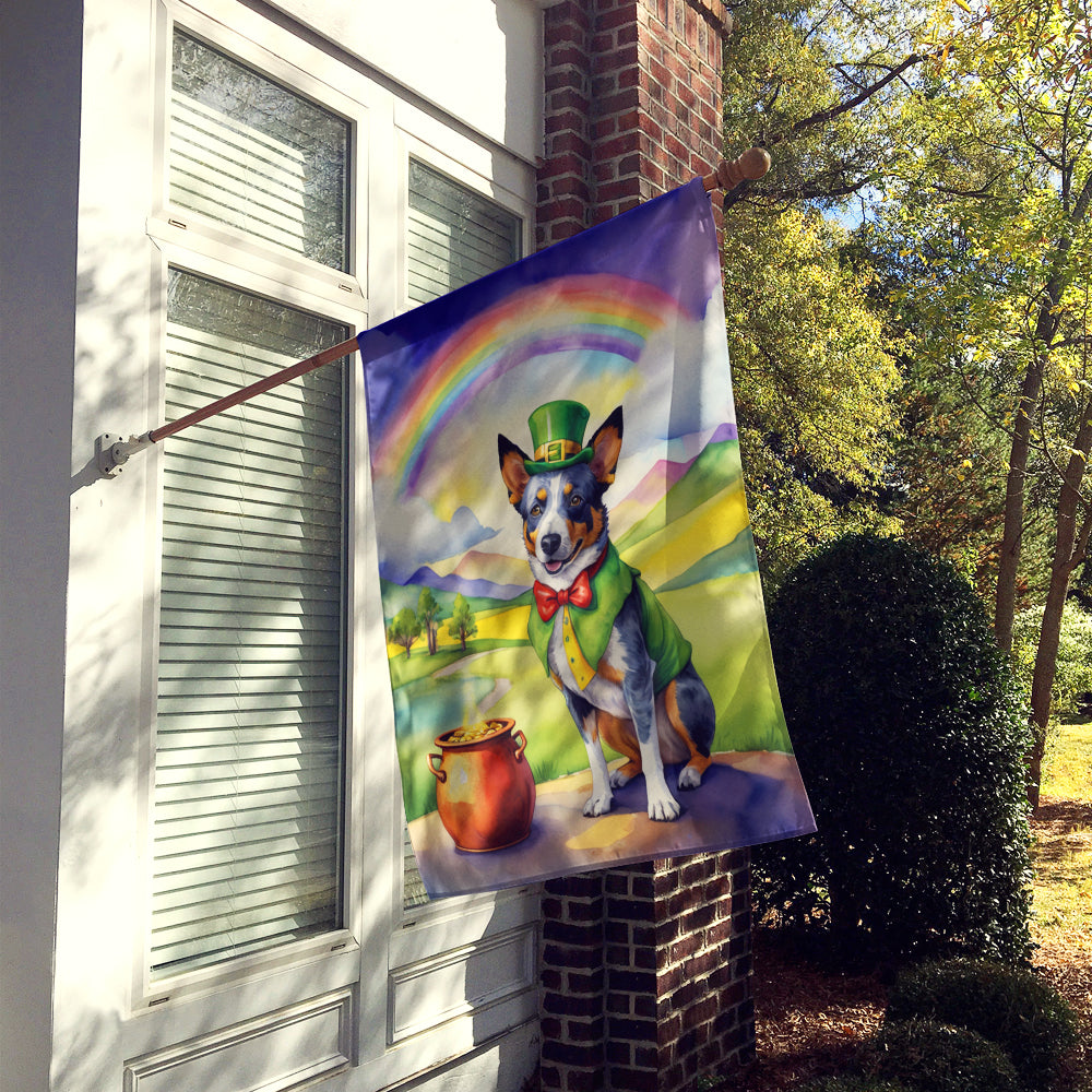 Australian Cattle Dog St Patrick's Day House Flag 28x40 Porch Sleeve Pole Decorative Outside Yard Banner Artwork Wall Hanging, Polyester