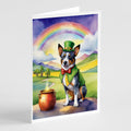 Australian Cattle Dog St Patrick's Day Greeting Cards Pack of 8 Blank Cards with Envelopes Whimsical A7 Size 5x7