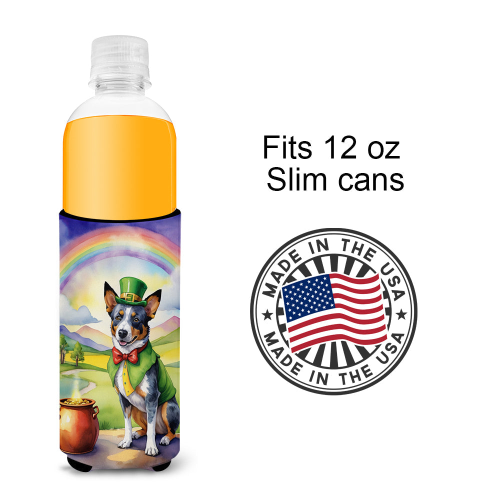 Australian Cattle Dog St Patrick's Day Slim Can Hugger , Insulated Foam Hugger for 12 oz Slim Cans, Beer Bottles & Water Bottles, Printed in USA