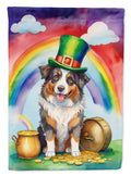 Australian Shepherd St Patrick's Day House Flag 28x40 Porch Sleeve Pole Decorative Outside Yard Banner Artwork Wall Hanging, Polyester