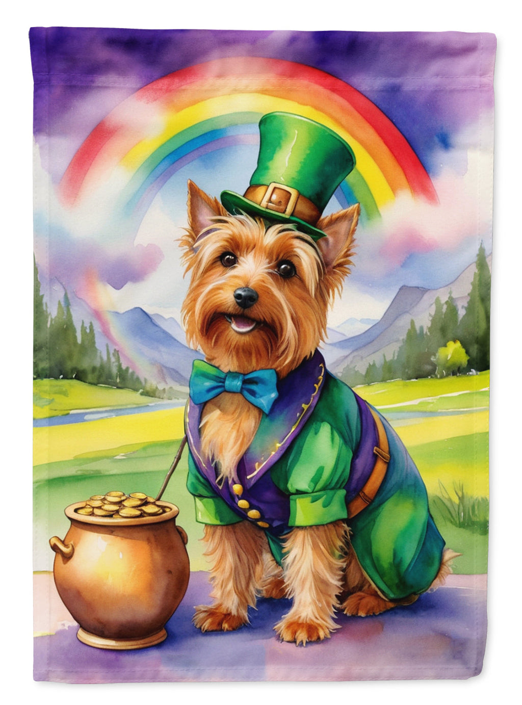 Australian Terrier St Patrick's Day House Flag 28x40 Porch Sleeve Pole Decorative Outside Yard Banner Artwork Wall Hanging, Polyester