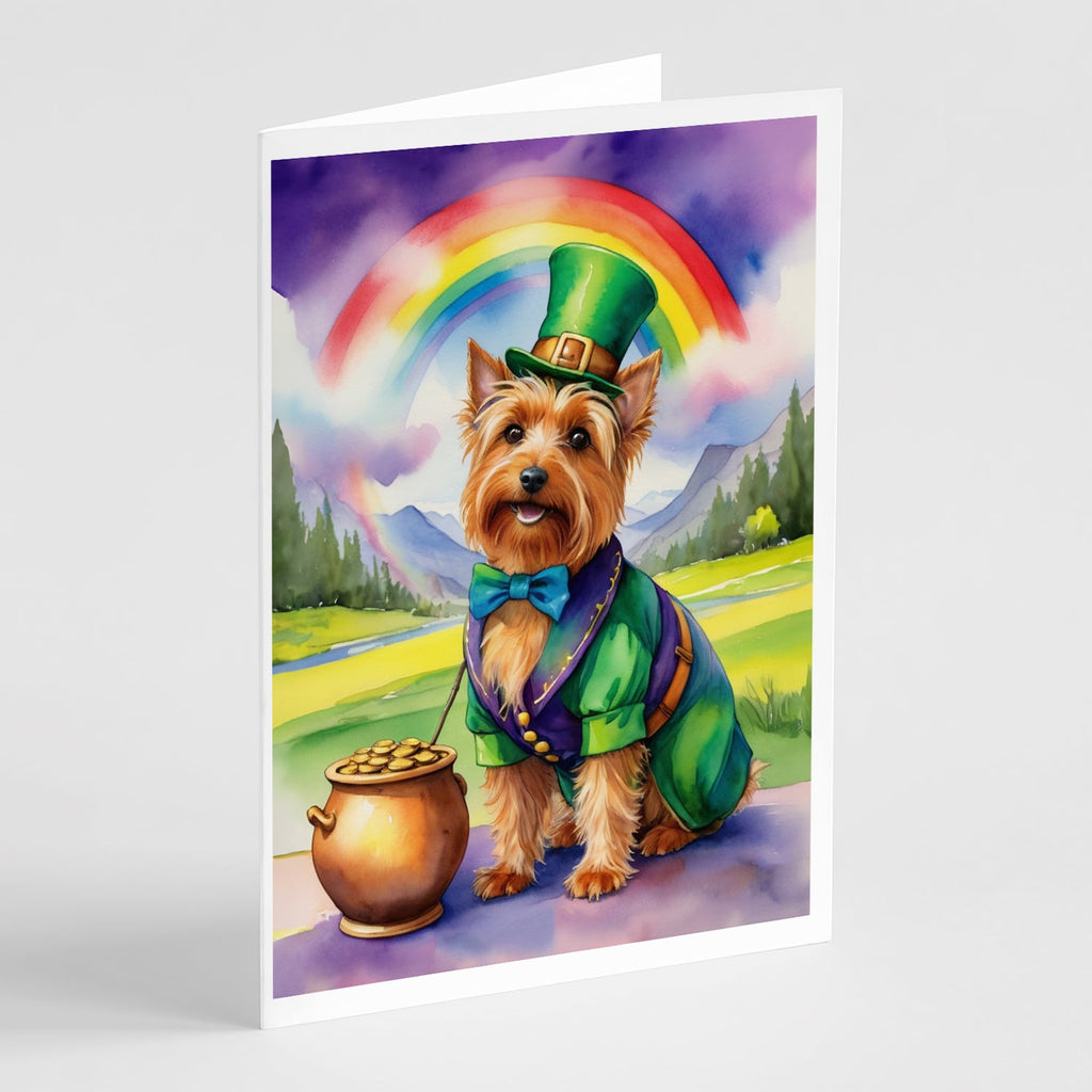 Australian Terrier St Patrick's Day Greeting Cards Pack of 8 Blank Cards with Envelopes Whimsical A7 Size 5x7
