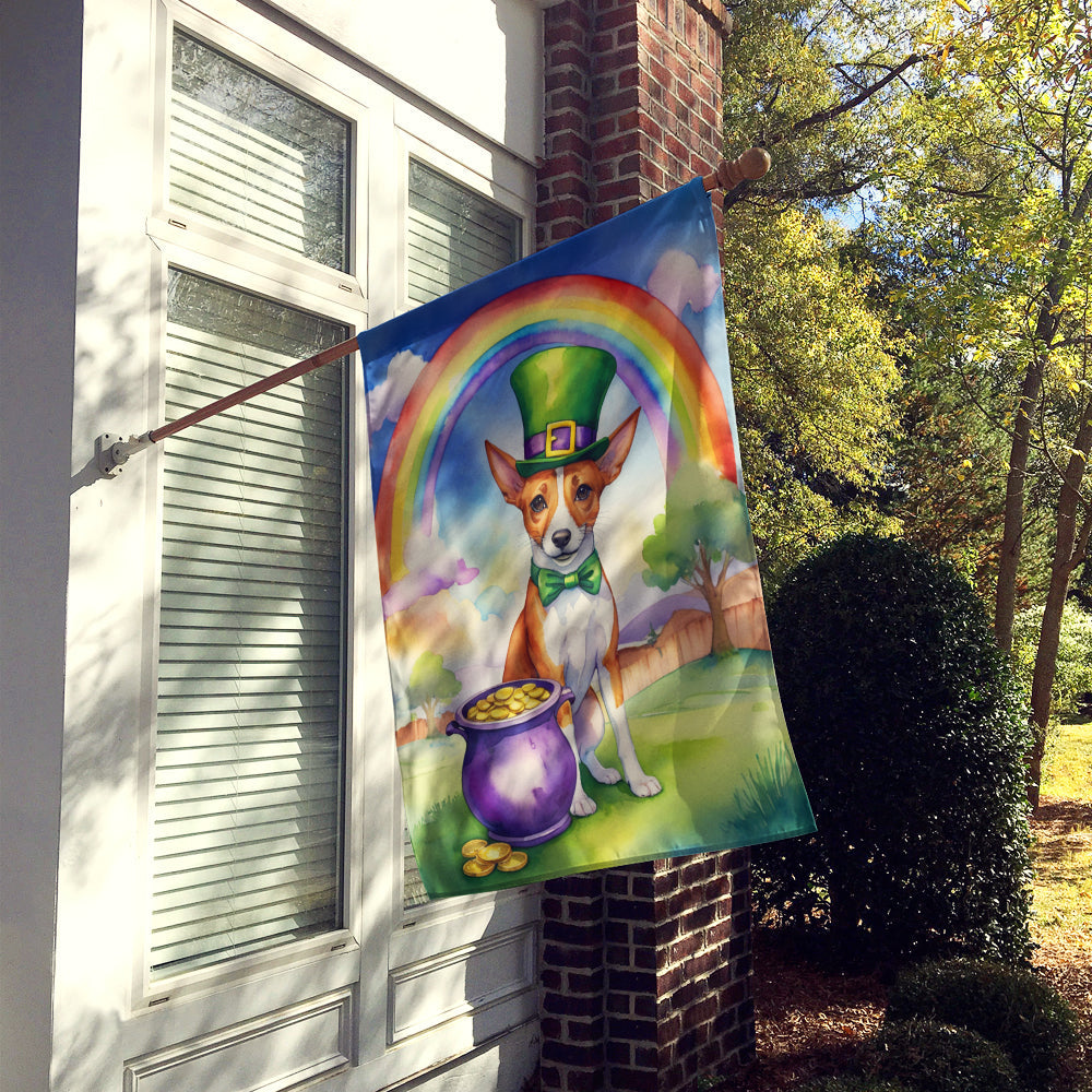 Basenji St Patrick's Day House Flag 28x40 Porch Sleeve Pole Decorative Outside Yard Banner Artwork Wall Hanging, Polyester