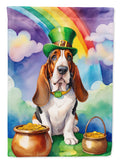 Basset Hound St Patrick's Day House Flag 28x40 Porch Sleeve Pole Decorative Outside Yard Banner Artwork Wall Hanging, Polyester