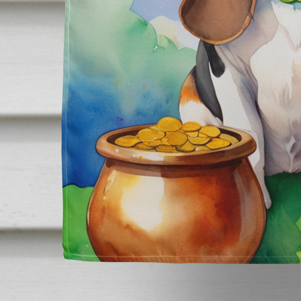 Basset Hound St Patrick's Day House Flag 28x40 Porch Sleeve Pole Decorative Outside Yard Banner Artwork Wall Hanging, Polyester