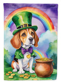 Beagle St Patrick's Day House Flag 28x40 Porch Sleeve Pole Decorative Outside Yard Banner Artwork Wall Hanging, Polyester