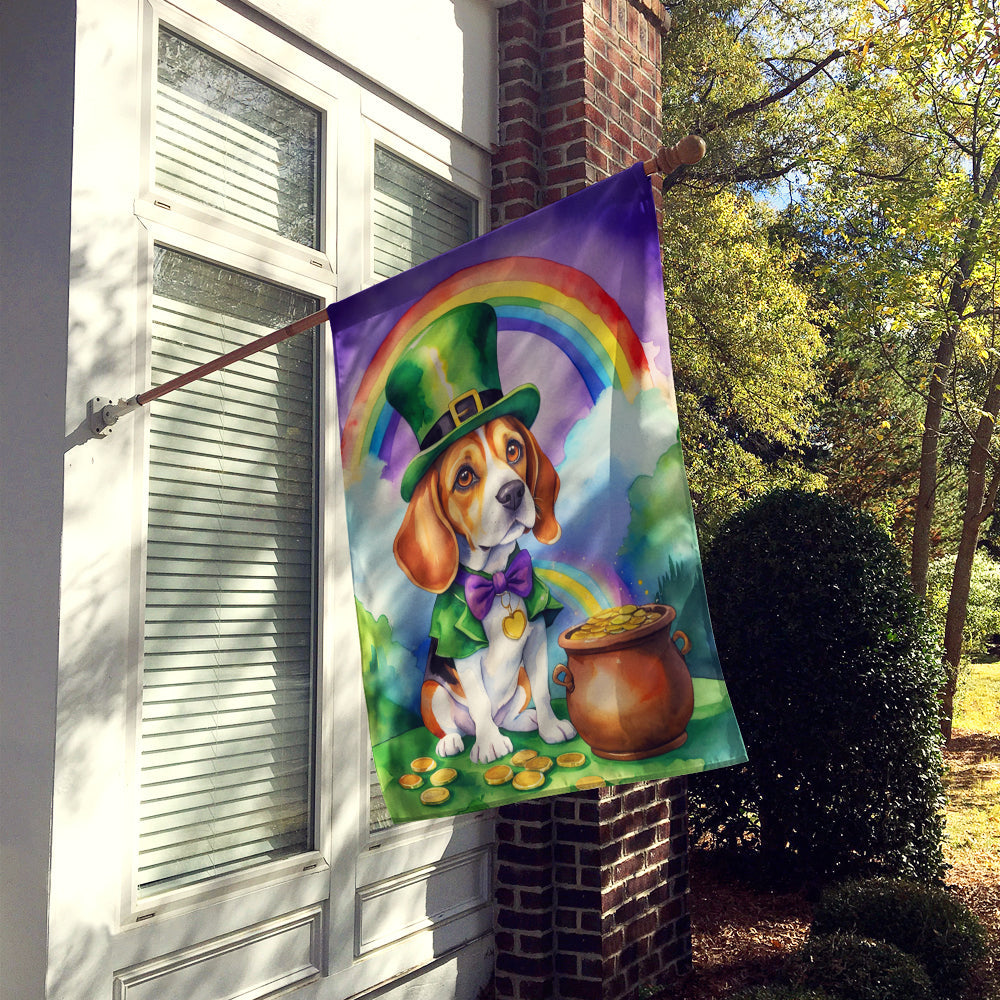 Beagle St Patrick's Day House Flag 28x40 Porch Sleeve Pole Decorative Outside Yard Banner Artwork Wall Hanging, Polyester
