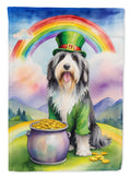 Bearded Collie St Patrick's Day House Flag 28x40 Porch Sleeve Pole Decorative Outside Yard Banner Artwork Wall Hanging, Polyester