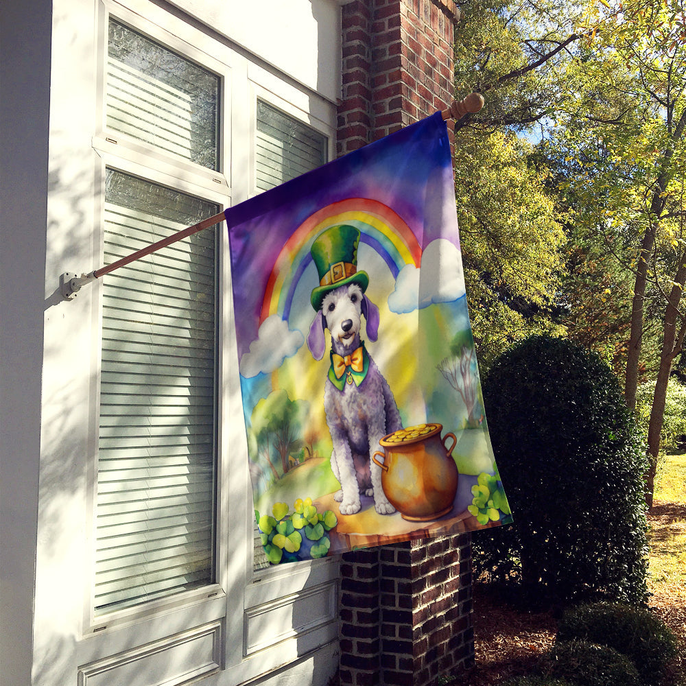Bedlington Terrier St Patrick's Day House Flag 28x40 Porch Sleeve Pole Decorative Outside Yard Banner Artwork Wall Hanging, Polyester