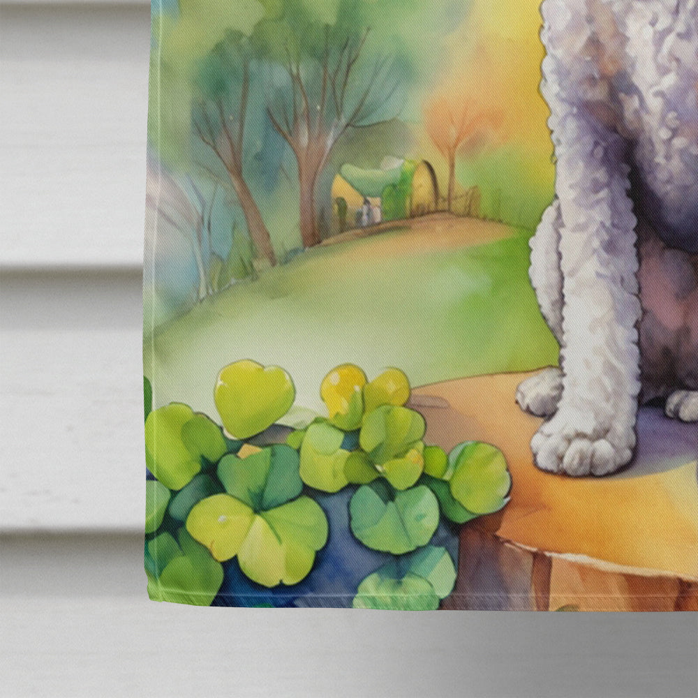 Bedlington Terrier St Patrick's Day House Flag 28x40 Porch Sleeve Pole Decorative Outside Yard Banner Artwork Wall Hanging, Polyester