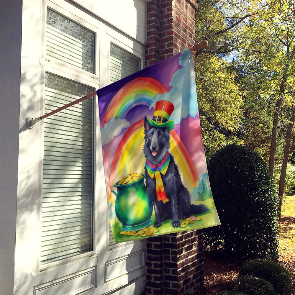 Belgian Sheepdog St Patrick's Day House Flag 28x40 Porch Sleeve Pole Decorative Outside Yard Banner Artwork Wall Hanging, Polyester