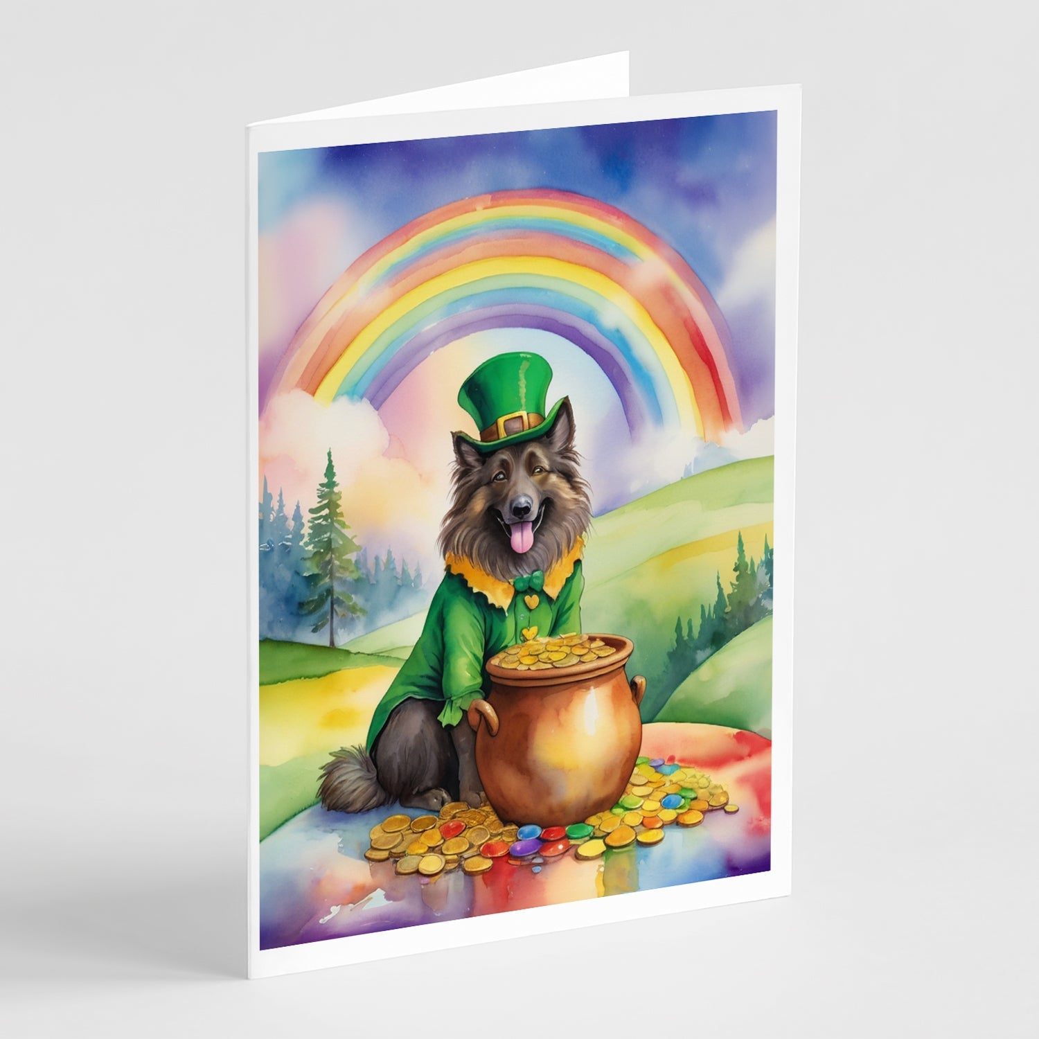 Belgian Tervuren St Patrick's Day Greeting Cards Pack of 8 Blank Cards with Envelopes Whimsical A7 Size 5x7