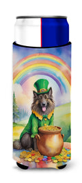 Belgian Tervuren St Patrick's Day Slim Can Hugger , Insulated Foam Hugger for 12 oz Slim Cans, Beer Bottles & Water Bottles, Printed in USA