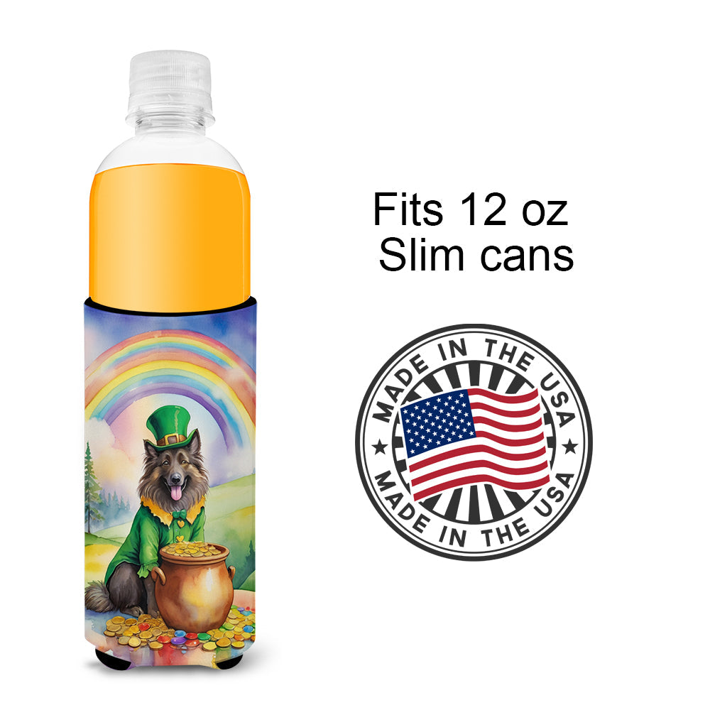 Belgian Tervuren St Patrick's Day Slim Can Hugger , Insulated Foam Hugger for 12 oz Slim Cans, Beer Bottles & Water Bottles, Printed in USA