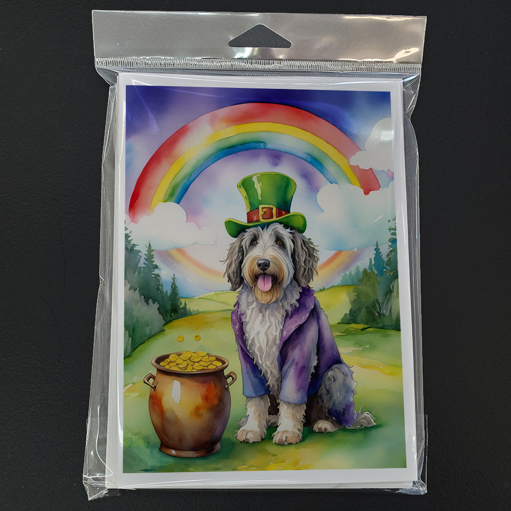 Bergamasco Sheepdog St Patrick's Day Greeting Cards Pack of 8 Blank Cards with Envelopes Whimsical A7 Size 5x7