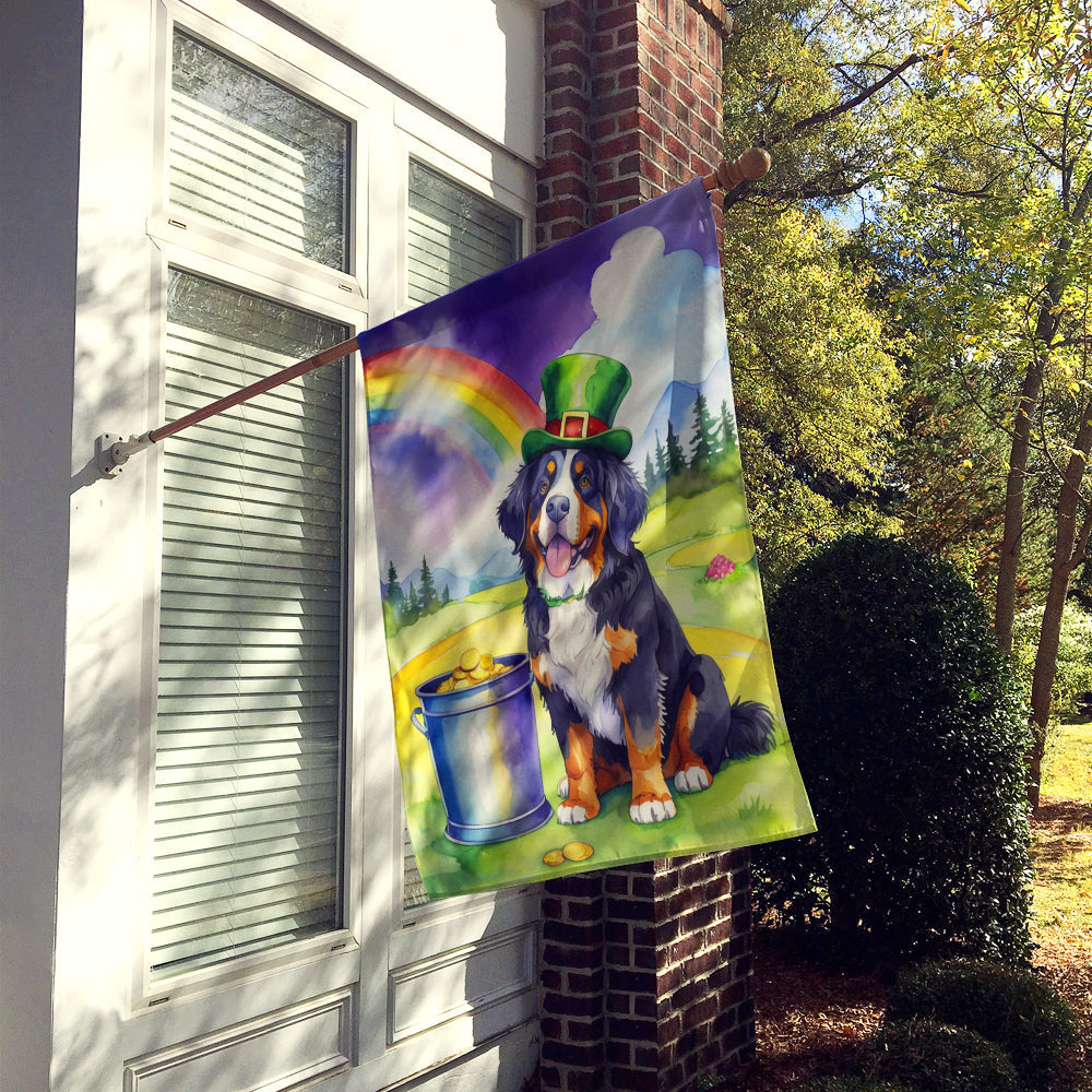 Bernese Mountain Dog St Patrick's Day House Flag 28x40 Porch Sleeve Pole Decorative Outside Yard Banner Artwork Wall Hanging, Polyester