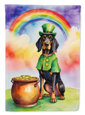Black and Tan Coonhound St Patrick's Day House Flag 28x40 Porch Sleeve Pole Decorative Outside Yard Banner Artwork Wall Hanging, Polyester