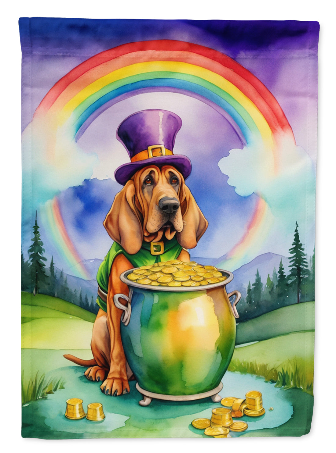 Bloodhound St Patrick's Day House Flag 28x40 Porch Sleeve Pole Decorative Outside Yard Banner Artwork Wall Hanging, Polyester