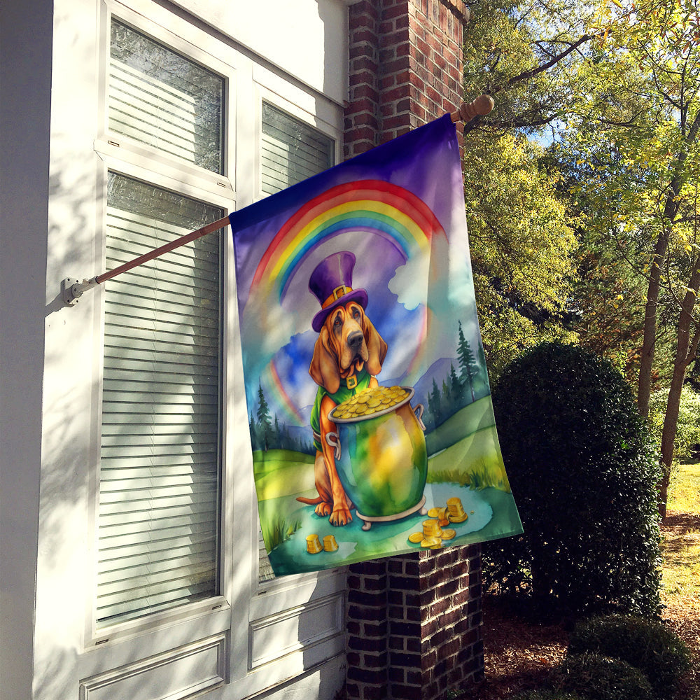 Bloodhound St Patrick's Day House Flag 28x40 Porch Sleeve Pole Decorative Outside Yard Banner Artwork Wall Hanging, Polyester