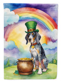 Bluetick Coonhound St Patrick's Day House Flag 28x40 Porch Sleeve Pole Decorative Outside Yard Banner Artwork Wall Hanging, Polyester