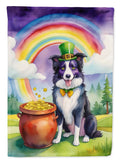 Border Collie St Patrick's Day House Flag 28x40 Porch Sleeve Pole Decorative Outside Yard Banner Artwork Wall Hanging, Polyester