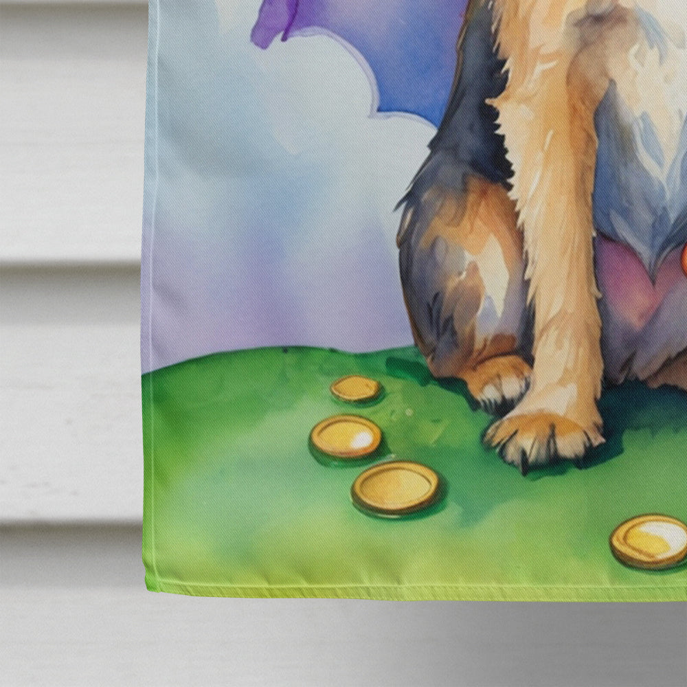 Border Terrier St Patrick's Day House Flag 28x40 Porch Sleeve Pole Decorative Outside Yard Banner Artwork Wall Hanging, Polyester