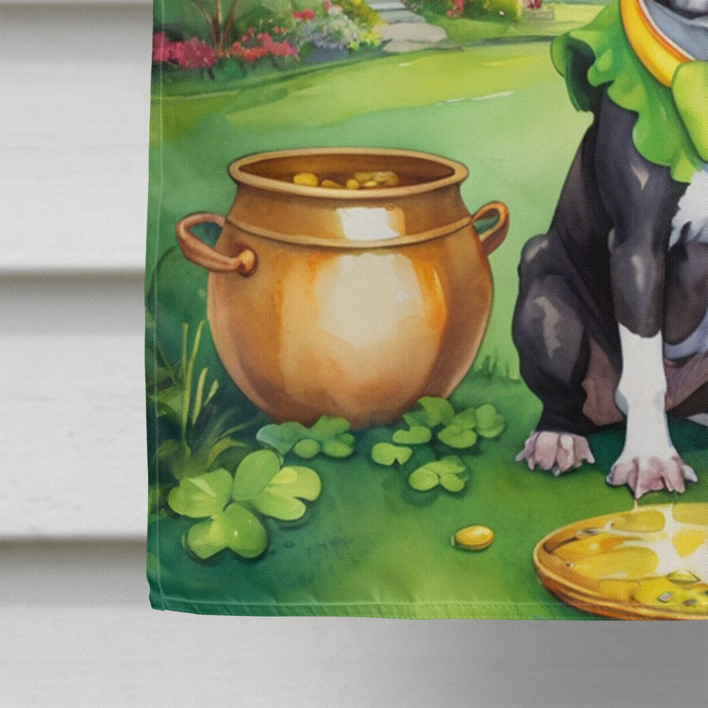 Boston Terrier St Patrick's Day House Flag 28x40 Porch Sleeve Pole Decorative Outside Yard Banner Artwork Wall Hanging, Polyester