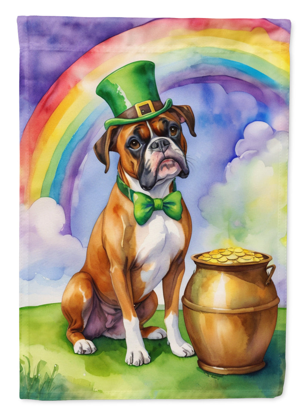 Boxer St Patrick's Day House Flag 28x40 Porch Sleeve Pole Decorative Outside Yard Banner Artwork Wall Hanging, Polyester