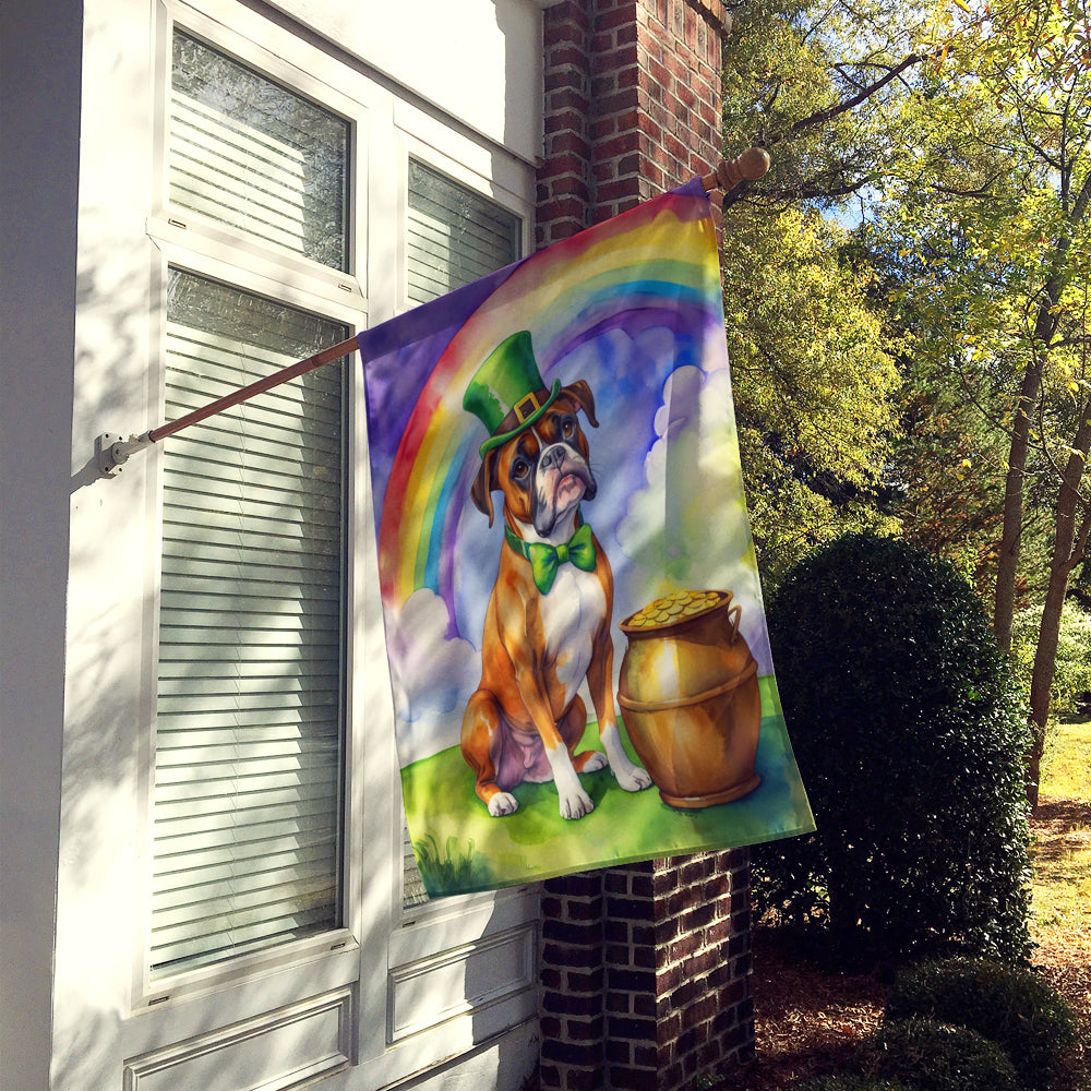 Boxer St Patrick's Day House Flag 28x40 Porch Sleeve Pole Decorative Outside Yard Banner Artwork Wall Hanging, Polyester