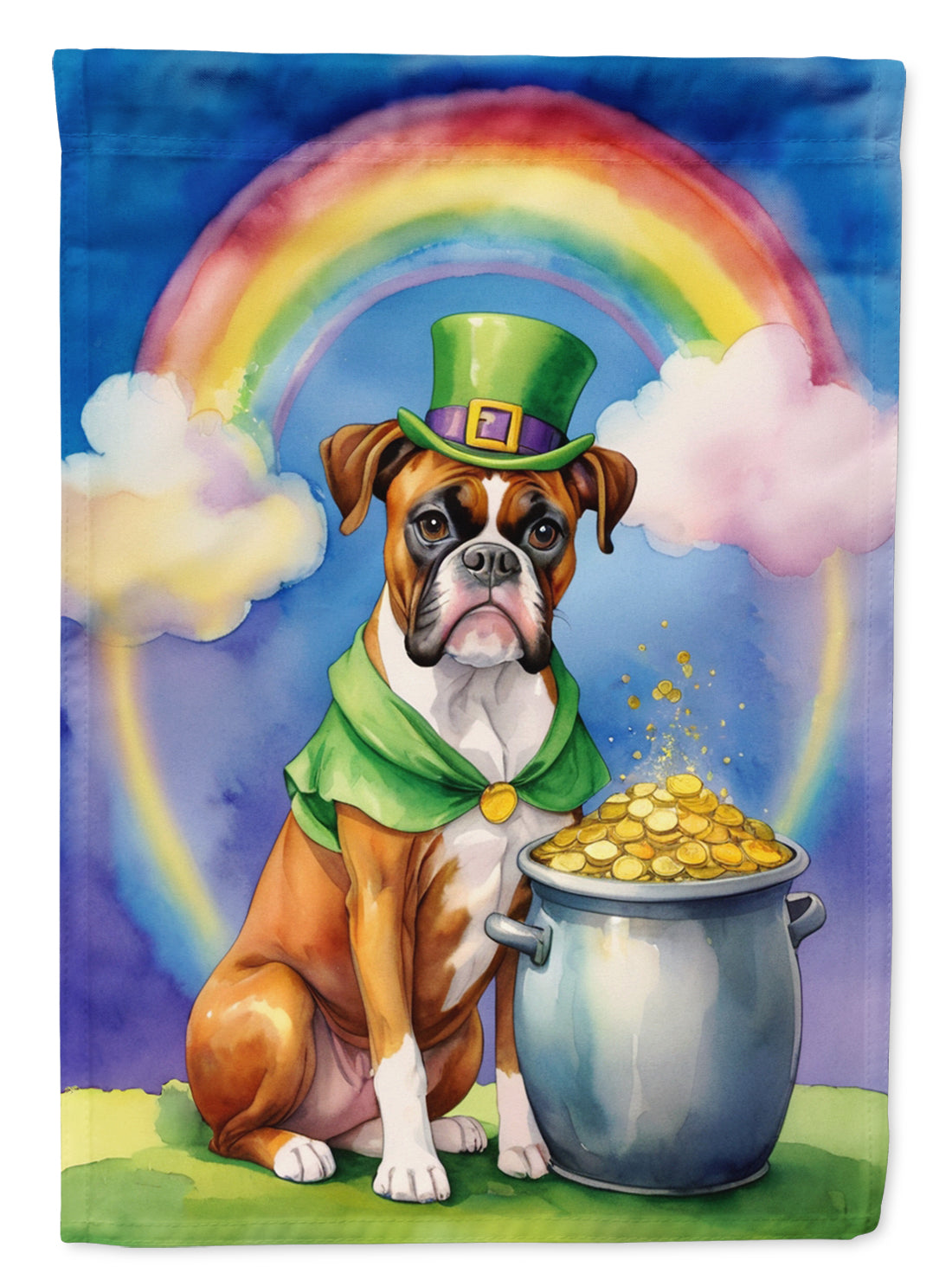 Boxer St Patrick's Day House Flag 28x40 Porch Sleeve Pole Decorative Outside Yard Banner Artwork Wall Hanging, Polyester