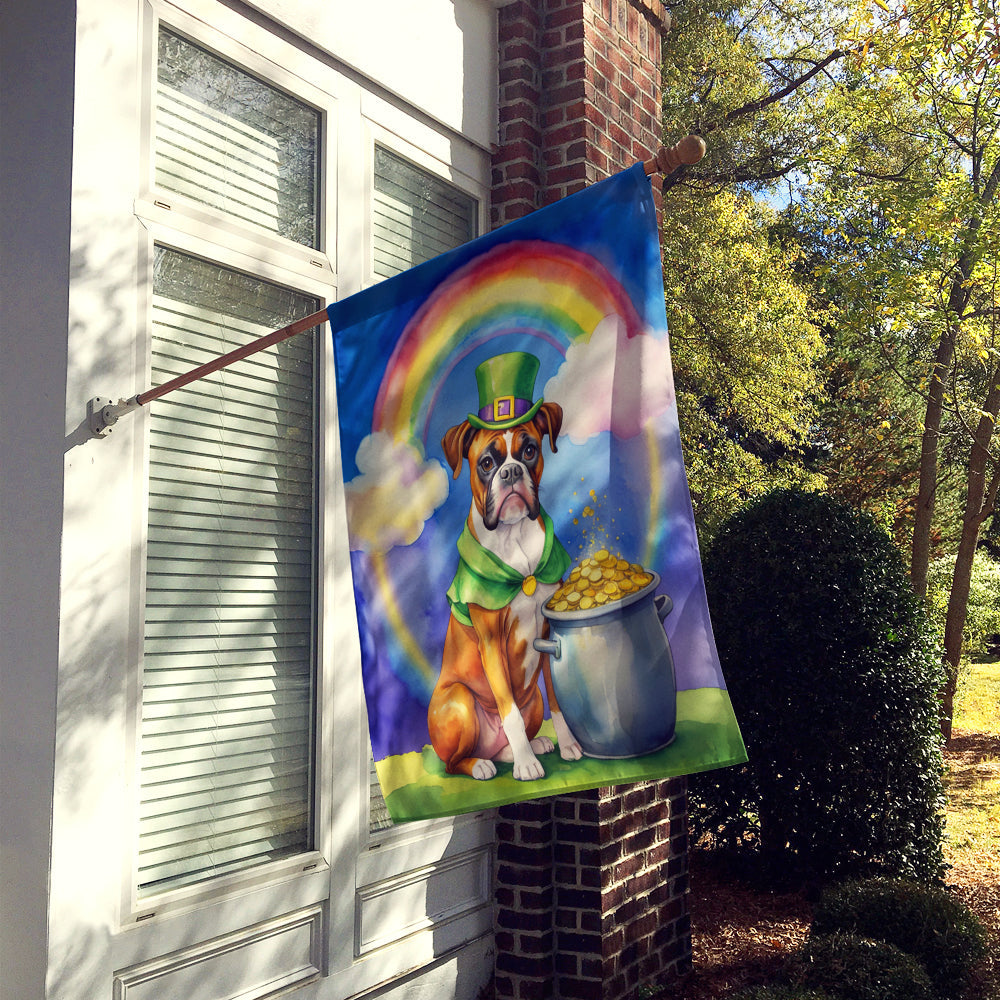 Boxer St Patrick's Day House Flag 28x40 Porch Sleeve Pole Decorative Outside Yard Banner Artwork Wall Hanging, Polyester