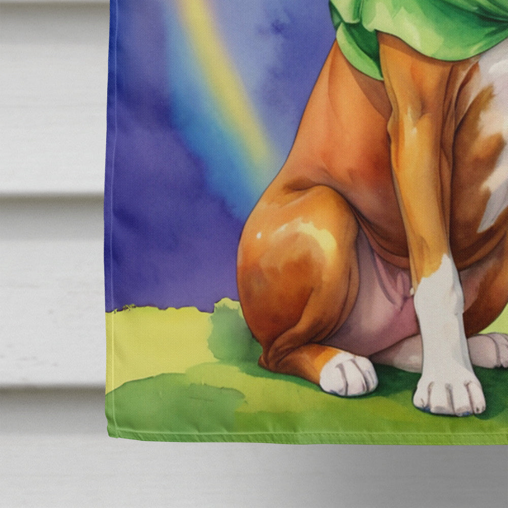 Boxer St Patrick's Day House Flag 28x40 Porch Sleeve Pole Decorative Outside Yard Banner Artwork Wall Hanging, Polyester