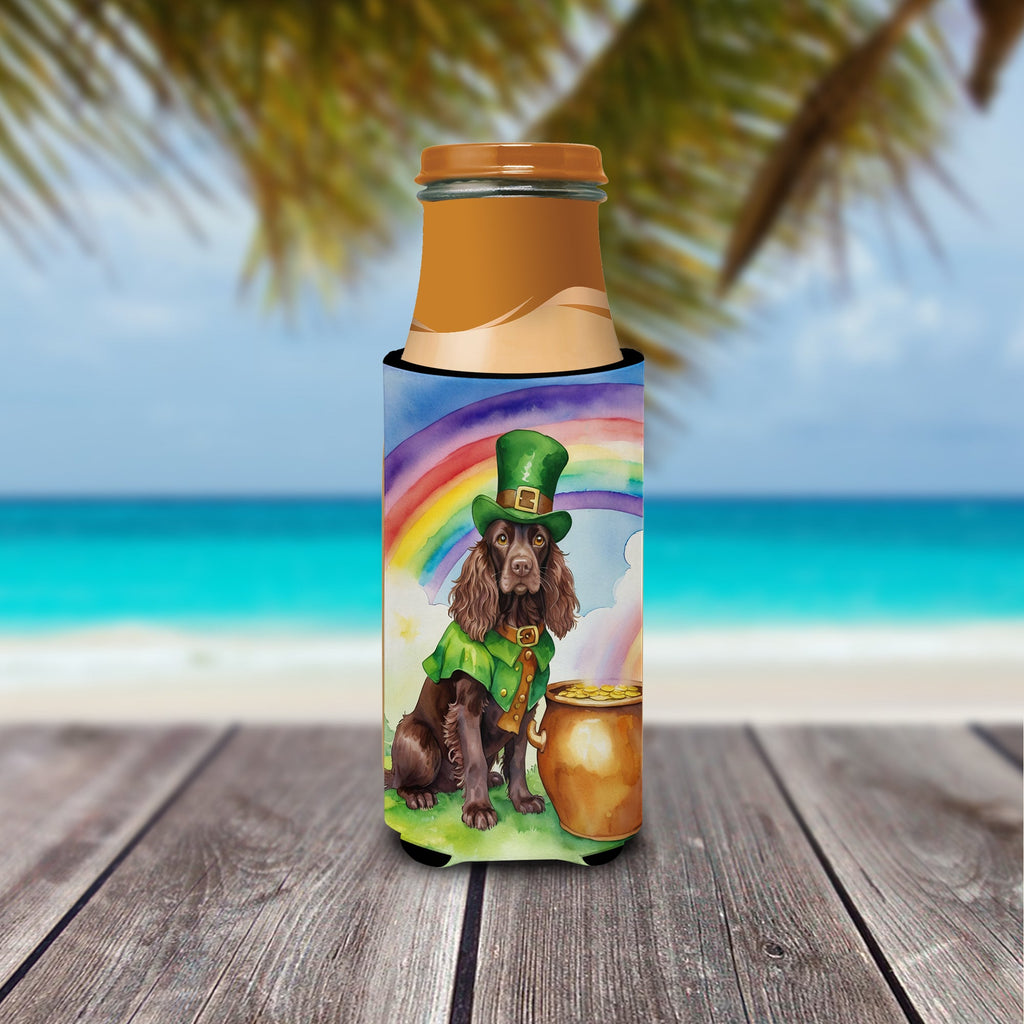Boykin Spaniel St Patrick's Day Slim Can Hugger , Insulated Foam Hugger for 12 oz Slim Cans, Beer Bottles & Water Bottles, Printed in USA