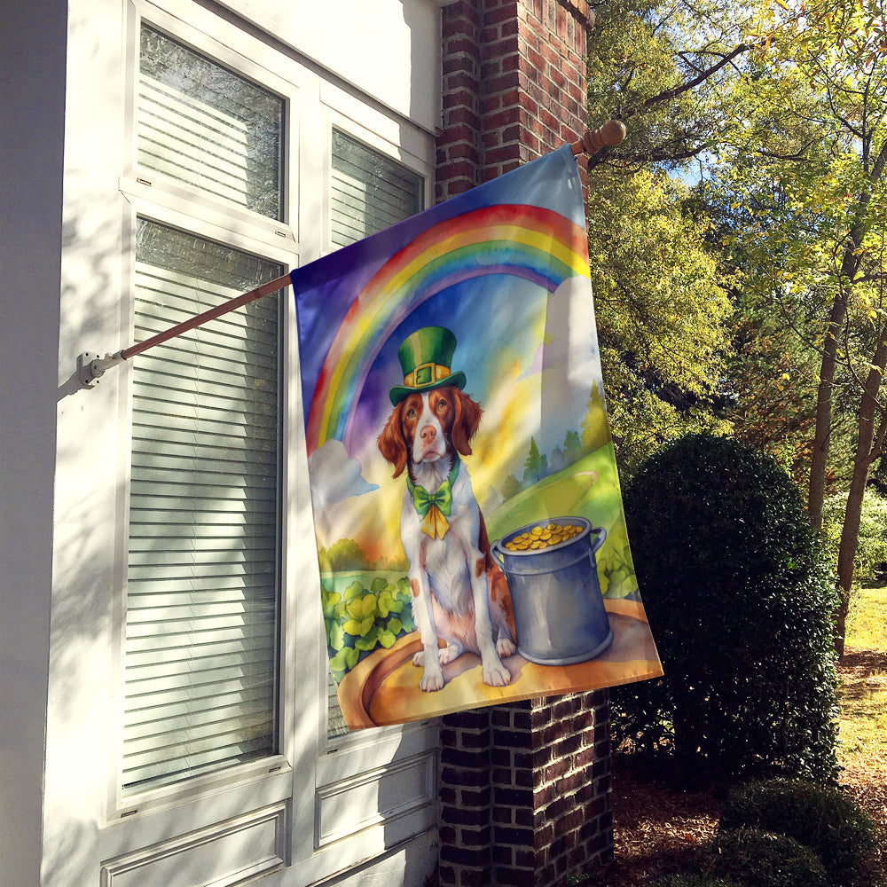 Brittany Spaniel St Patrick's Day House Flag 28x40 Porch Sleeve Pole Decorative Outside Yard Banner Artwork Wall Hanging, Polyester
