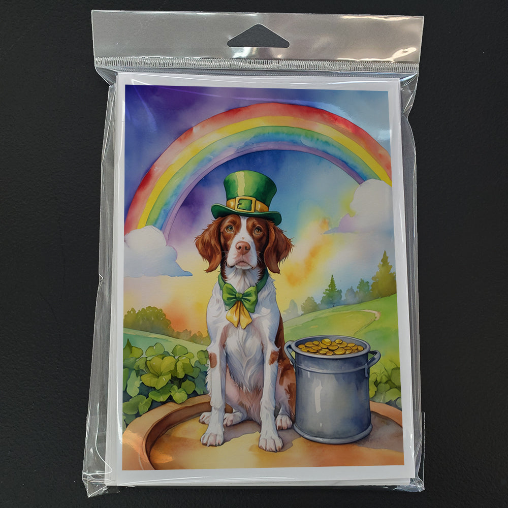 Brittany Spaniel St Patrick's Day Greeting Cards Pack of 8 Blank Cards with Envelopes Whimsical A7 Size 5x7