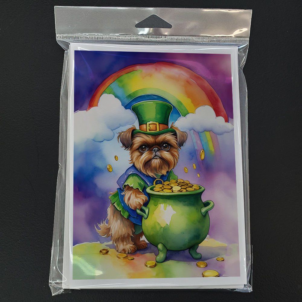 Brussels Griffon St Patrick's Day Greeting Cards Pack of 8 Blank Cards with Envelopes Whimsical A7 Size 5x7