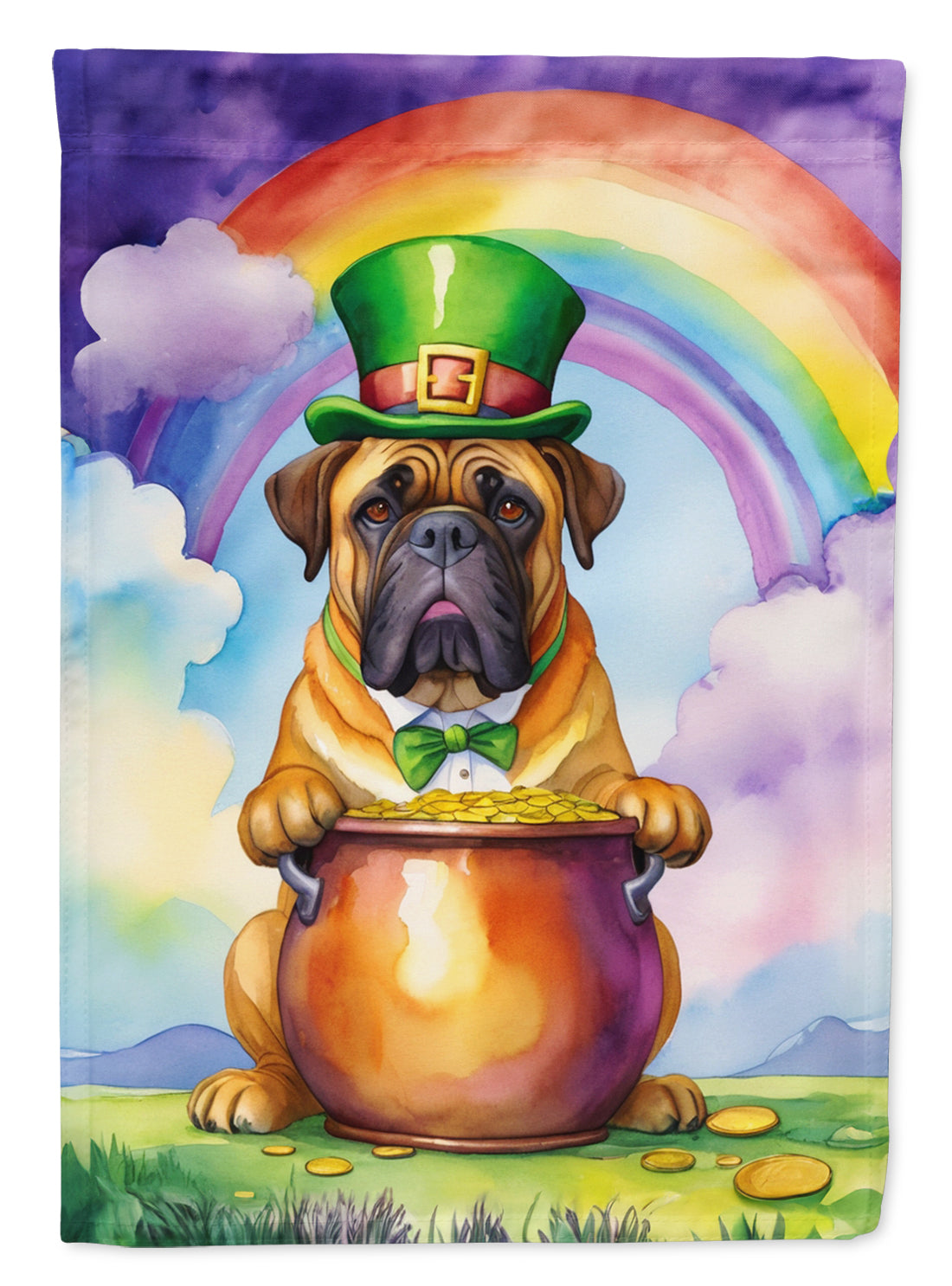 Bullmastiff St Patrick's Day House Flag 28x40 Porch Sleeve Pole Decorative Outside Yard Banner Artwork Wall Hanging, Polyester