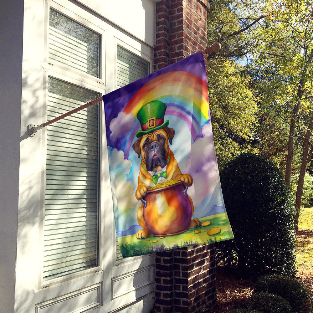 Bullmastiff St Patrick's Day House Flag 28x40 Porch Sleeve Pole Decorative Outside Yard Banner Artwork Wall Hanging, Polyester