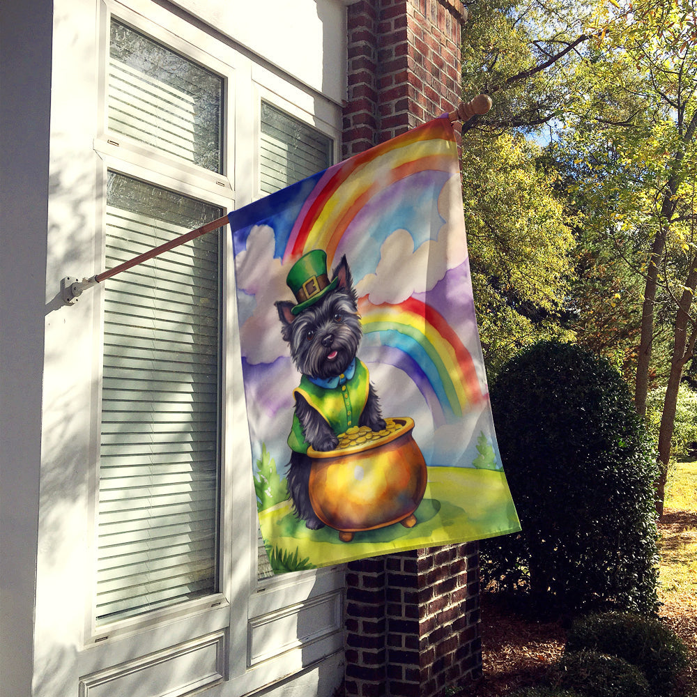 Cairn Terrier St Patrick's Day House Flag 28x40 Porch Sleeve Pole Decorative Outside Yard Banner Artwork Wall Hanging, Polyester