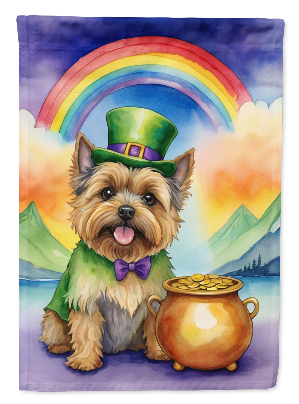 Cairn Terrier St Patrick's Day House Flag 28x40 Porch Sleeve Pole Decorative Outside Yard Banner Artwork Wall Hanging, Polyester