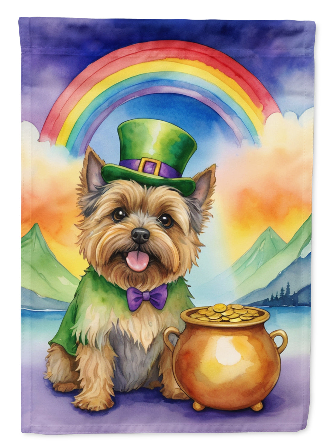 Cairn Terrier St Patrick's Day House Flag 28x40 Porch Sleeve Pole Decorative Outside Yard Banner Artwork Wall Hanging, Polyester