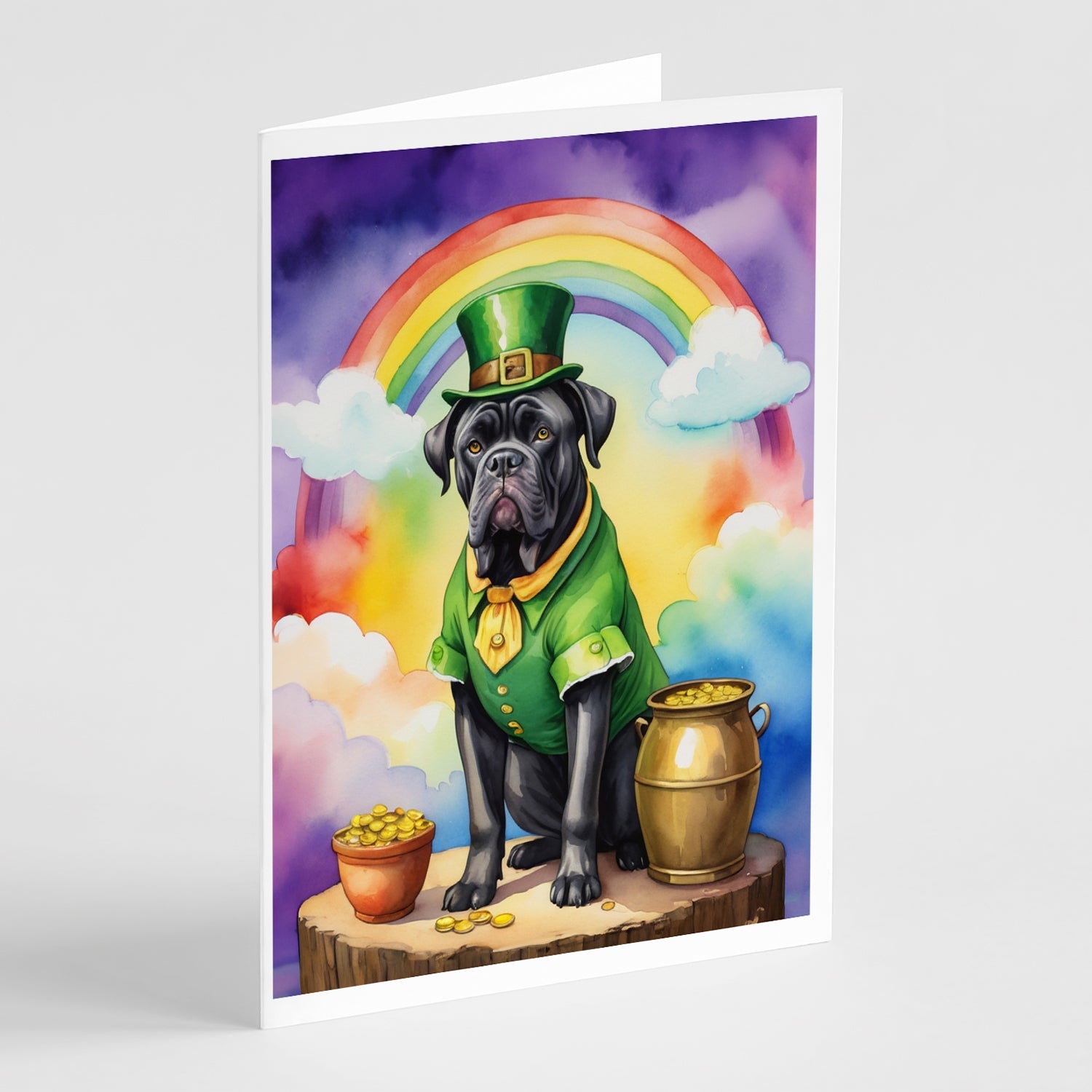 Cane Corso St Patrick's Day Greeting Cards Pack of 8 Blank Cards with Envelopes Whimsical A7 Size 5x7