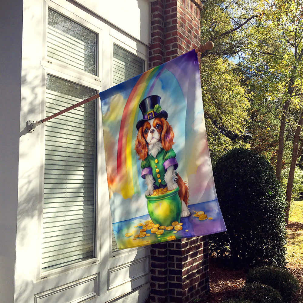 Cavalier Spaniel St Patrick's Day House Flag 28x40 Porch Sleeve Pole Decorative Outside Yard Banner Artwork Wall Hanging, Polyester