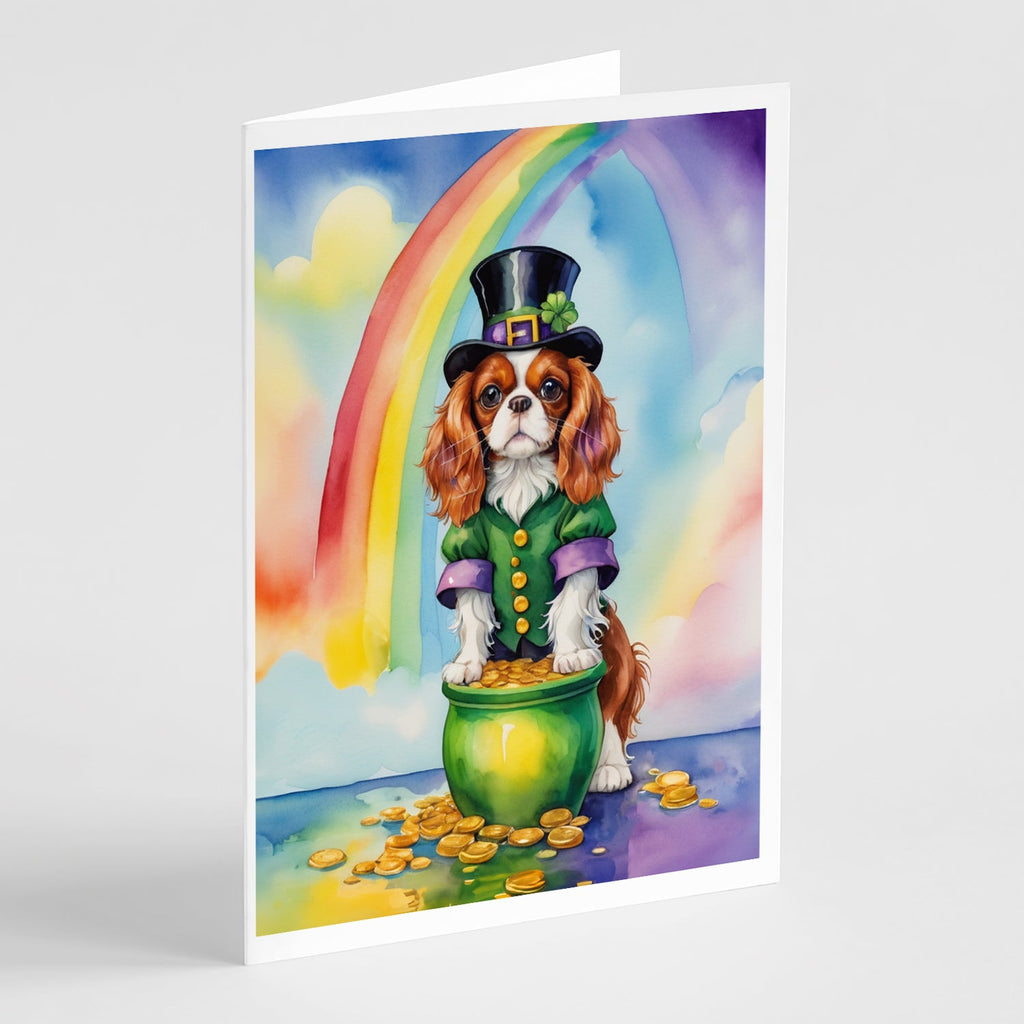 Cavalier Spaniel St Patrick's Day Greeting Cards Pack of 8 Blank Cards with Envelopes Whimsical A7 Size 5x7