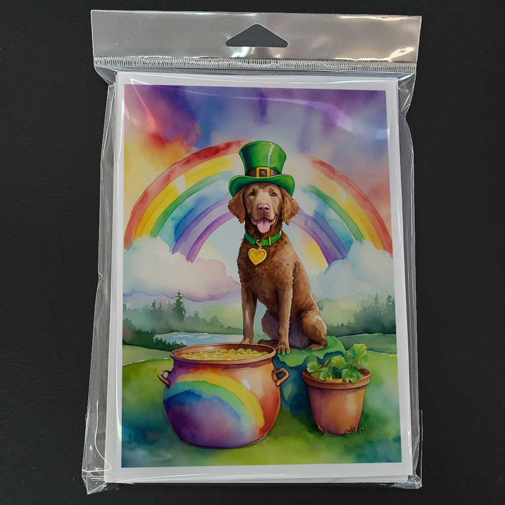 Chesapeake Bay Retriever St Patrick's Day Greeting Cards Pack of 8 Blank Cards with Envelopes Whimsical A7 Size 5x7