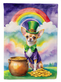 Chihuahua St Patrick's Day House Flag 28x40 Porch Sleeve Pole Decorative Outside Yard Banner Artwork Wall Hanging, Polyester