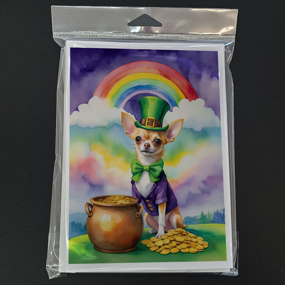 Chihuahua St Patrick's Day Greeting Cards Pack of 8 Blank Cards with Envelopes Whimsical A7 Size 5x7