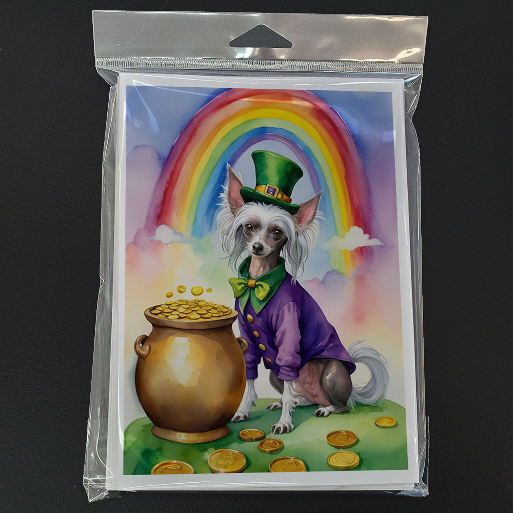 Chinese Crested St Patrick's Day Greeting Cards Pack of 8 Blank Cards with Envelopes Whimsical A7 Size 5x7