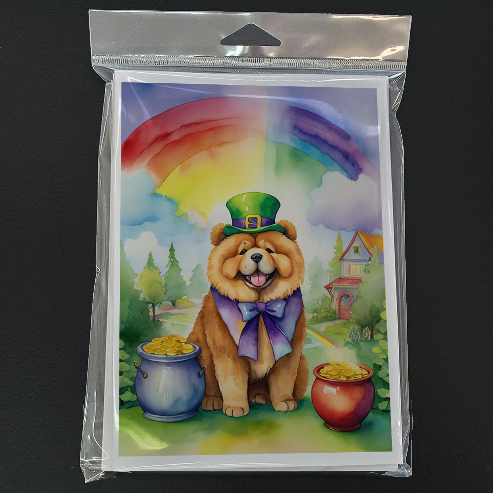Chow Chow St Patrick's Day Greeting Cards Pack of 8 Blank Cards with Envelopes Whimsical A7 Size 5x7