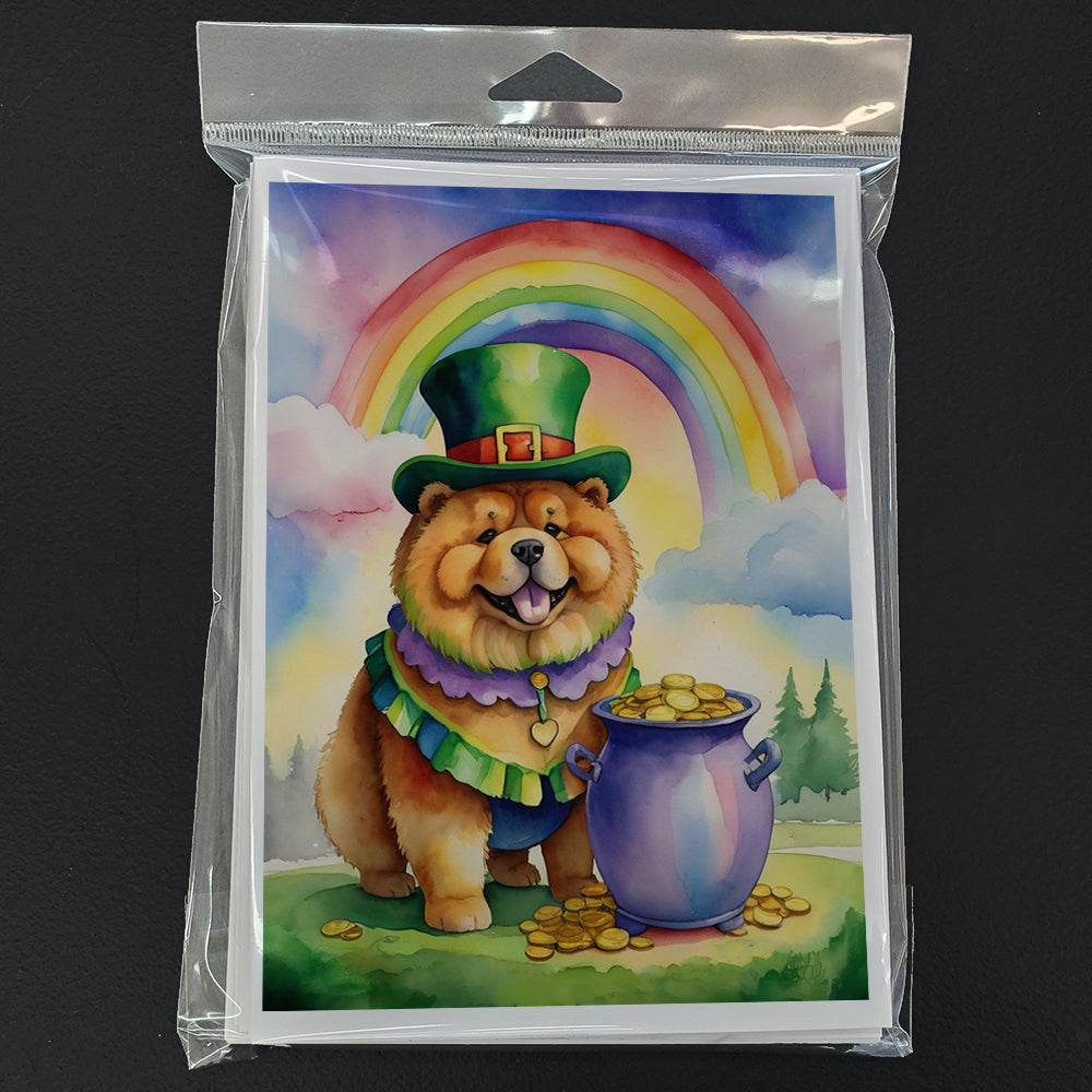 Chow Chow St Patrick's Day Greeting Cards Pack of 8 Blank Cards with Envelopes Whimsical A7 Size 5x7
